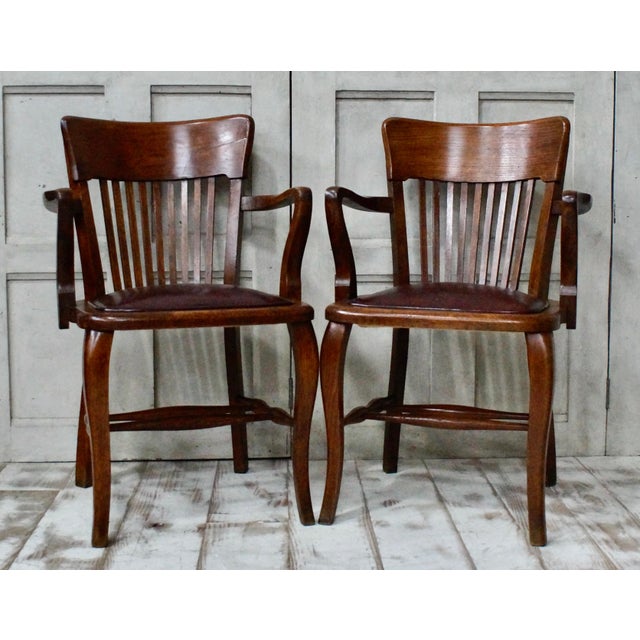 English Oak Bankers Chairs, 1920, Set of 2 For Sale - Image 10 of 10
