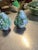 1970s Vintage Blue Ceramic Salt and Pepper Shakers With Fruit and Vine Details - a Pair For Sale - Image 5 of 6