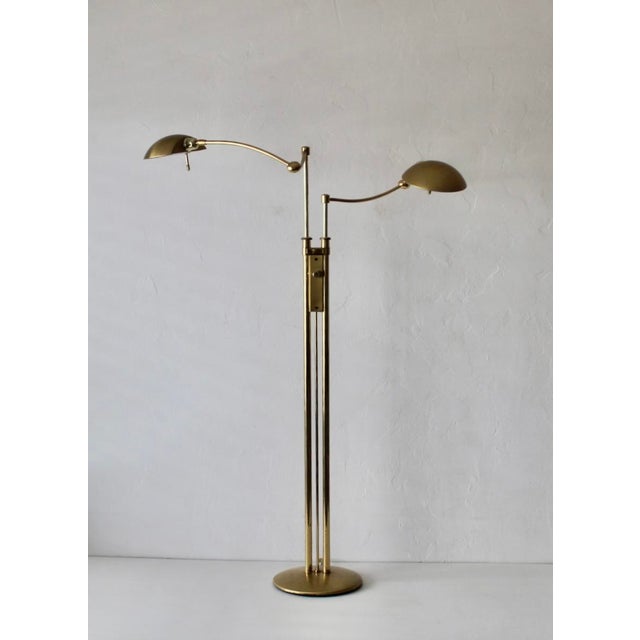 1980s Postmodern Adjustable Two Light Brass Floor Lamp by Holtkoetter Luechten For Sale In Miami - Image 6 of 17