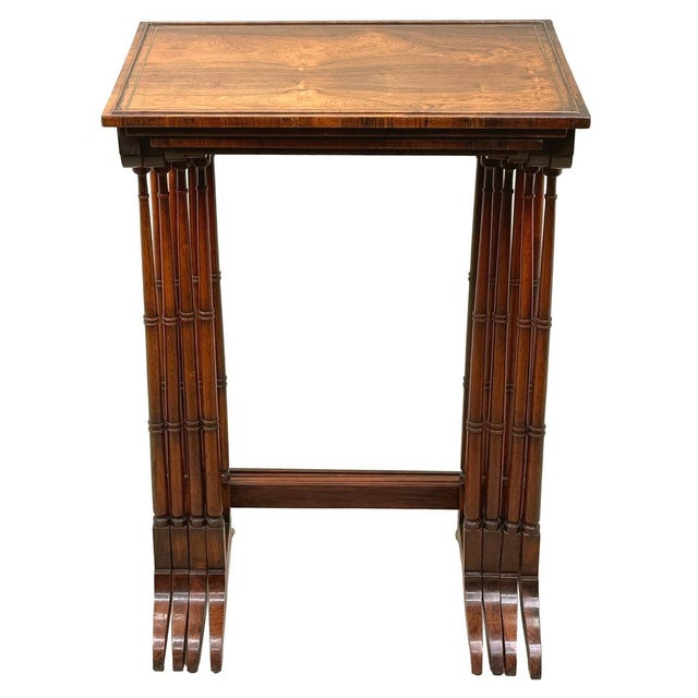 Brown Antique Regency Rosewood Quartetto Nesting Tables, 1825, Set of 4 For Sale - Image 8 of 16