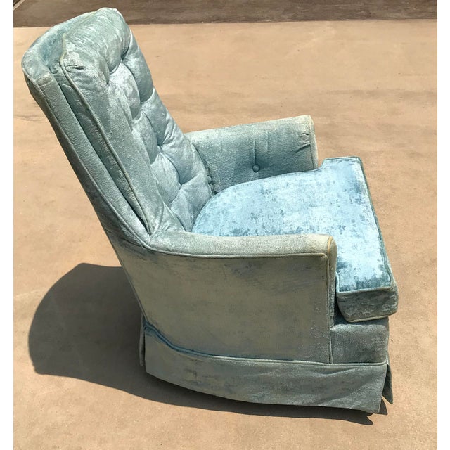 Vintage Baby Blue Velvet Swivel Rocker Chairish