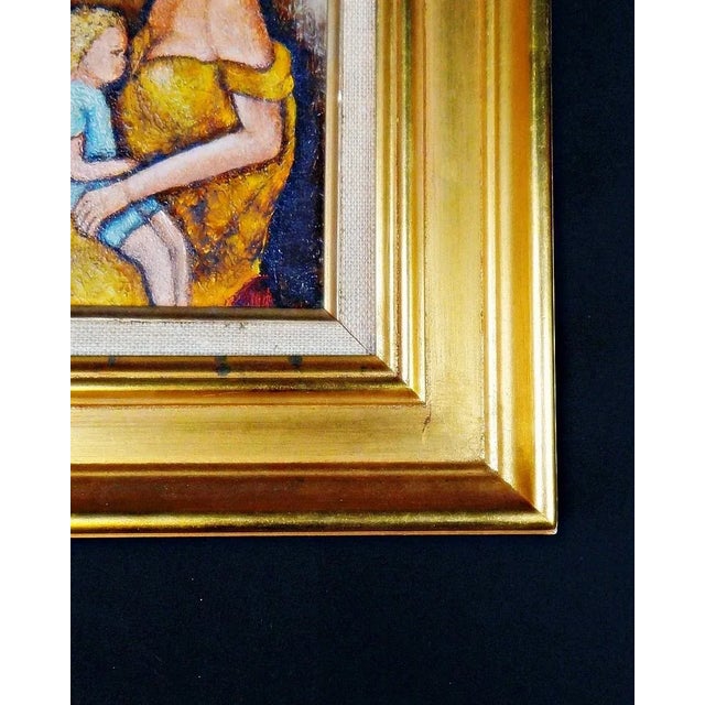 1970s Claude Voisin, Mother Breastfeeding Her Child, Oil on Panel, 1977, Framed For Sale - Image 5 of 12