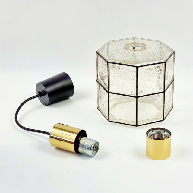 Mid-Century Modern Pendant Light in Glass and Brass from Limburg, Germany, 1960s For Sale - Image 10 of 12