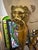 1970s Pair if Italian Gold Guild and Leather Lion Head Floor Planters For Sale - Image 4 of 8