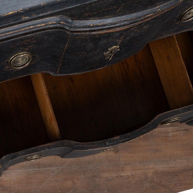 Early 19th Century Danish Black Painted Pine Secretary Bureau For Sale - Image 6 of 14
