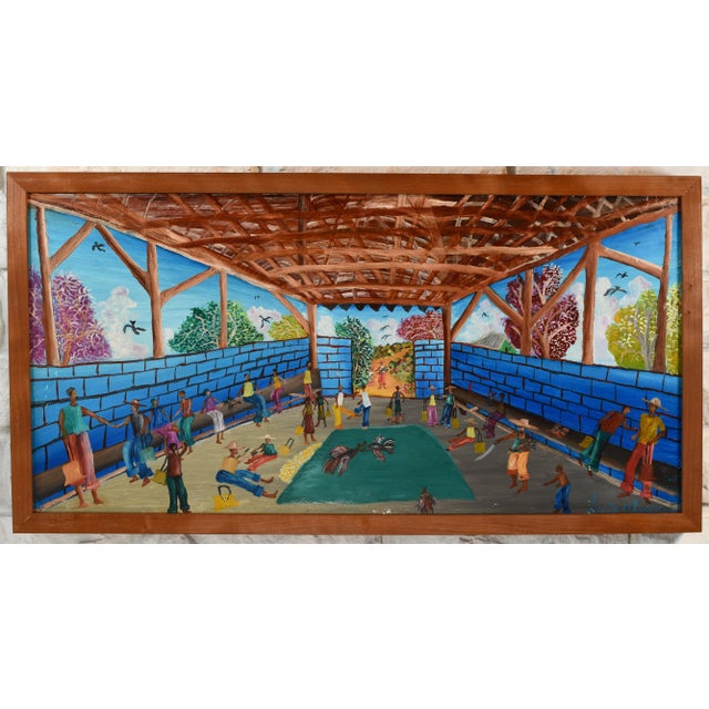 Colorful Vintage South American Oil Painting For Sale - Image 11 of 11