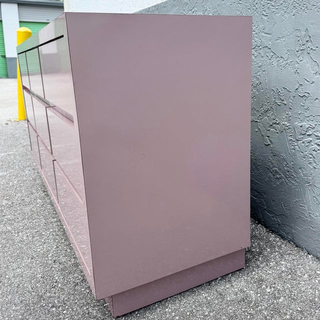 Wood Postmodern Mauve Gloss Laminate Cubic Dresser For Sale - Image 7 of 10