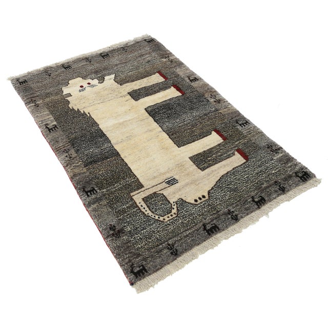 Distinctive Majestic Persian Lion Rug For Sale - Image 4 of 5