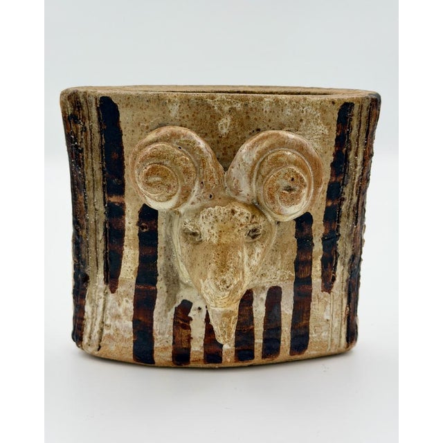 Brutalist Sculptural Rams Head Vase, 1960s, in Flawless conditions. Designed 1960 to 1969 This piece has an attribution...