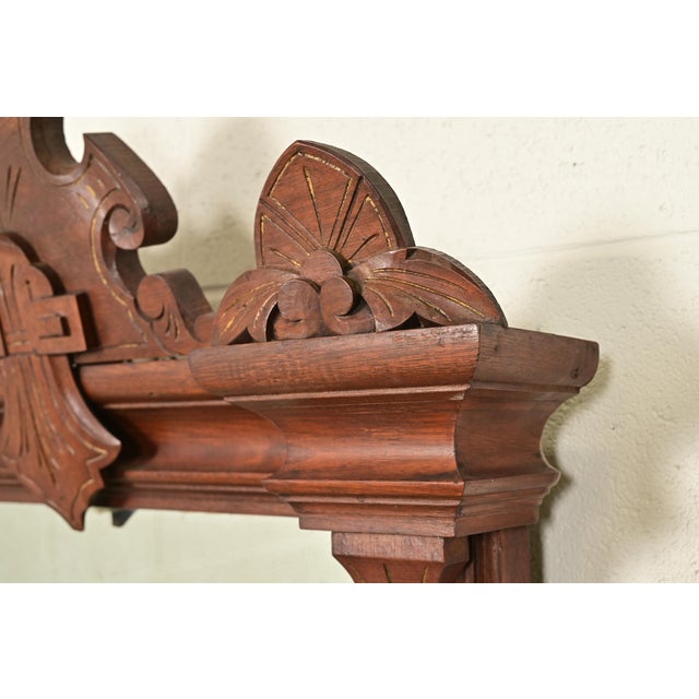 Herter Brothers Style Antique Victorian Eastlake Carved Walnut Wall Mirror, Circa 1880s For Sale In South Bend - Image 6 of 8