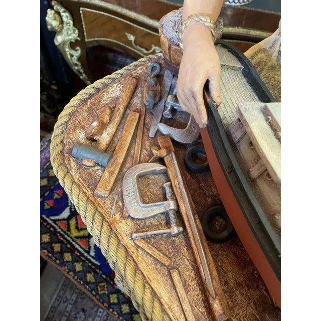 Large Vintage American Lamp with Nautical Figure from Apsit Bros California, 1980s For Sale - Image 6 of 8