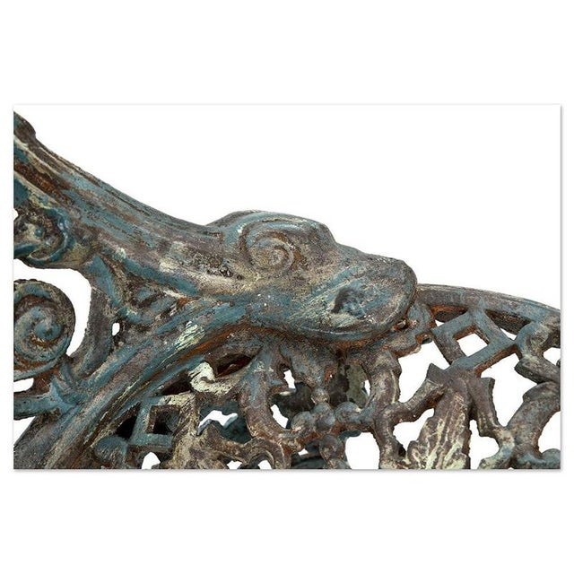 Weathered Cast Iron Garden Chair For Sale - Image 4 of 6