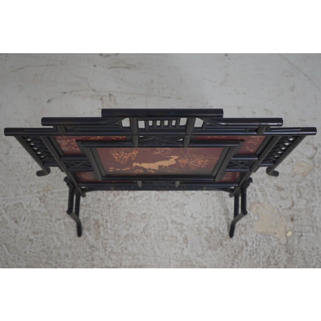 Chinese Maitland Smith Attributed Bamboo Form Chinese Fire Screen For Sale - Image 3 of 10