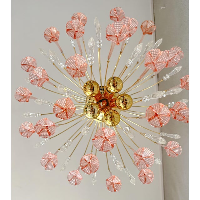 Vintage Pink Murano Flower Chandelier, 1970s For Sale - Image 10 of 10