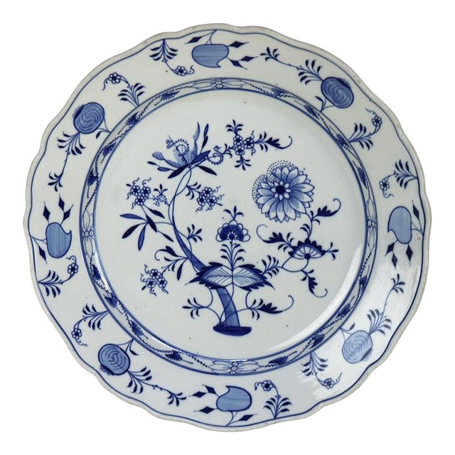 Antique Meissen Porcelain Charger With Onion Pattern C1900 For Sale