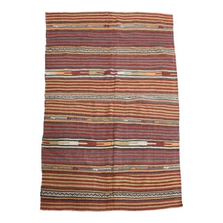 1970s Vintage Handmade Wool Cotton Red Terracotta Runner Rug For Sale