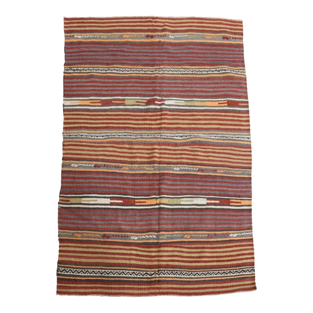 1970s Vintage Handmade Wool Cotton Red Terracotta Runner Rug For Sale