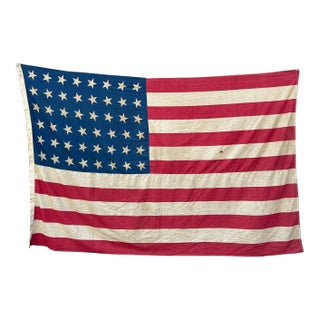 Antique Cotton American Flag Marching Stars Configuration For Sale