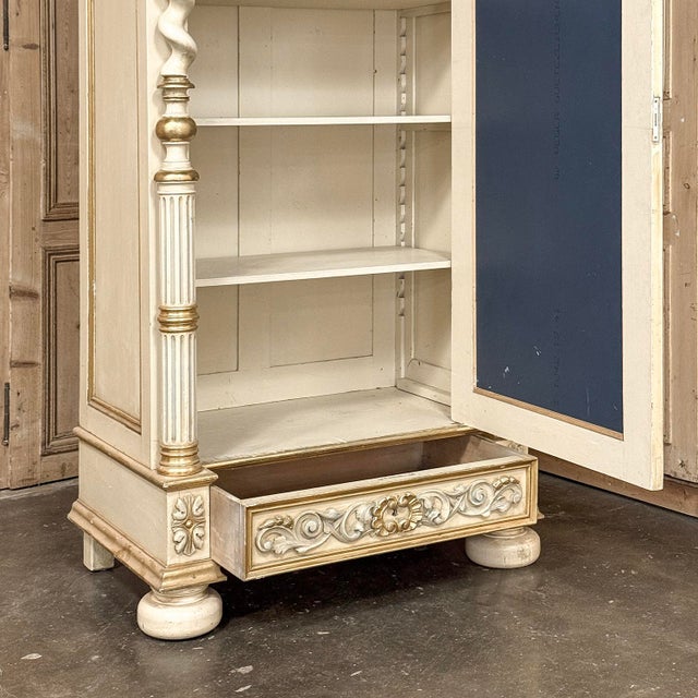 19th Century French Renaissance Revival Painted Mirrored Armoire With Barley Twist Columns For Sale - Image 18 of 18