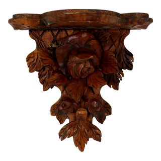 Antique Black Forest Wall Shelf W/ Rose For Sale
