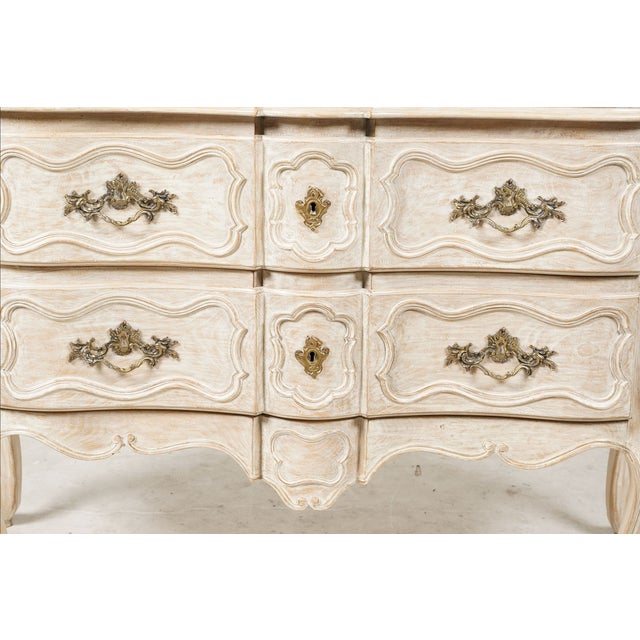 Wood 1970s Baker Furniture Louis XV Style Bleached Serpentine Bombe Chest With Bronze Mounts For Sale - Image 7 of 11