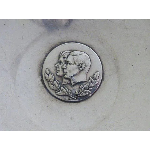 Wonderful King George VI & Queen Elizabeth coin center silverplate dish. The coin is a commemorative for their corination...