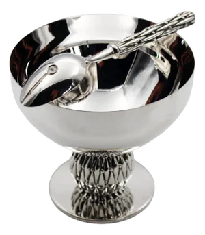 Silver Bronze Olive Spoon and Small Table Centre by Richard Lauret, Set of 2