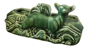 Vintage 1960s Green Deer Tv Lamp with Planter