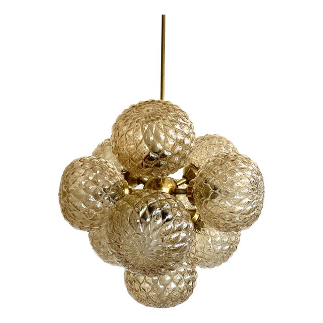 Vintage 10-Light Atomic Chandelier in Glass, 1960s For Sale