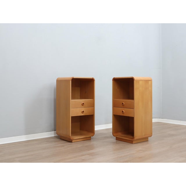 1970s Tall Vintage Birch Wood Bedside Tables, 1970s, Set of 2 For Sale - Image 5 of 17