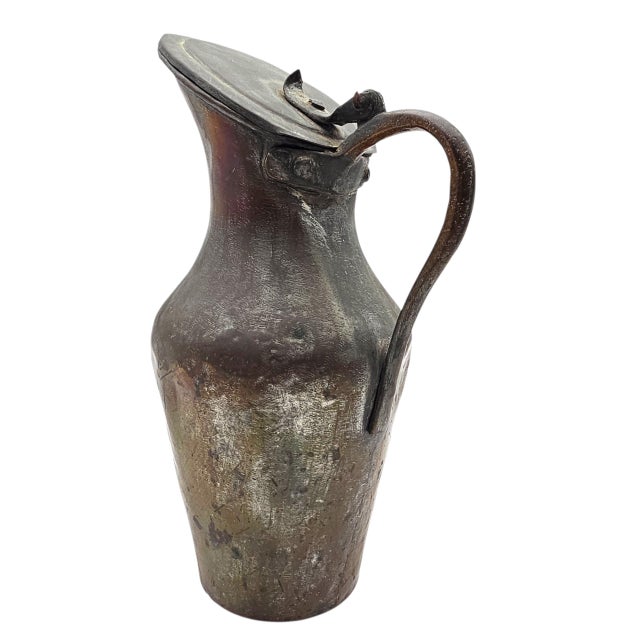 Late 19th Century Late Ottoman Hand-Forged Copper Water Pitcher With Tinned Interior, 15" For Sale In San Francisco - Image 6 of 11