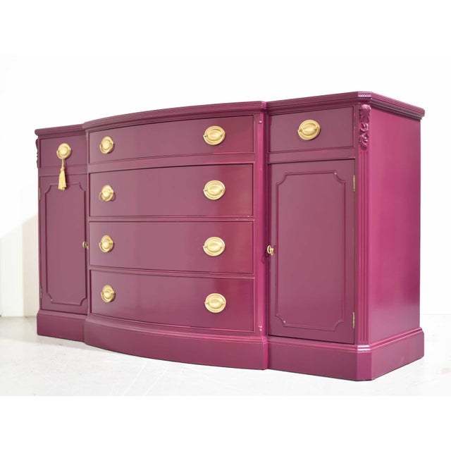 Traditional Mid Century Federal Style Curve Front Buffet by White Furniture - Newly Painted For Sale - Image 3 of 12