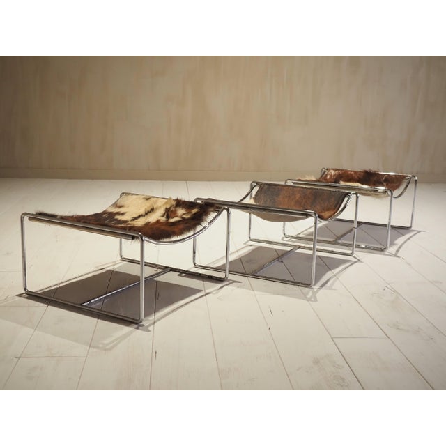 Vintage Cowhide Stools by Odile Mir, 1972, Set of 3 For Sale - Image 9 of 18