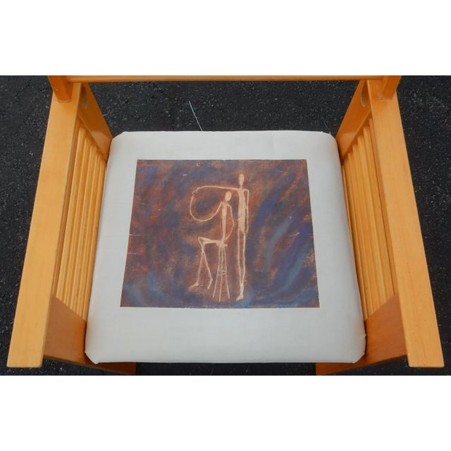 1980s Post Modern Spindle Dining Arm Chairs With Jayson Clymer Paintings Upholstery - Set of 8 For Sale - Image 12 of 13