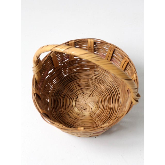 Vintage Woven Gathering Basket With Handle For Sale - Image 9 of 12