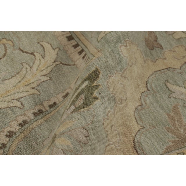 Green Rug & Kilim’s Polonaise Style Rug in Light Green With Floral Medallions For Sale - Image 8 of 11