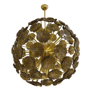 Sputnik Lamp with Smoked Flower Discs, 1950s For Sale