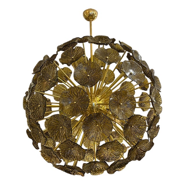 Sputnik Lamp with Smoked Flower Discs, 1950s For Sale