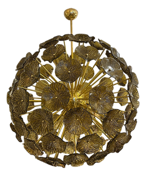 Sputnik Lamp with Smoked Flower Discs, 1950s