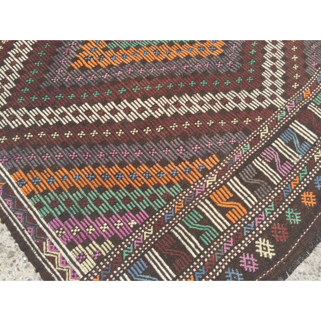 Textile Vintage Turkish Kilim Rug - 6′8″ × 9′10″ For Sale - Image 7 of 8