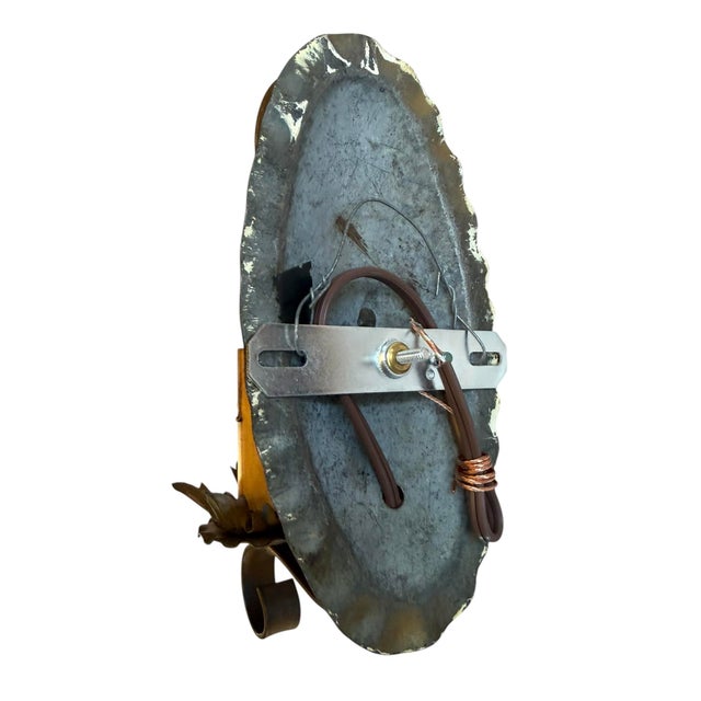 Bronze Circa 1920’s Pair of Polychrome Painted Botanical Wall Sconces For Sale - Image 8 of 8