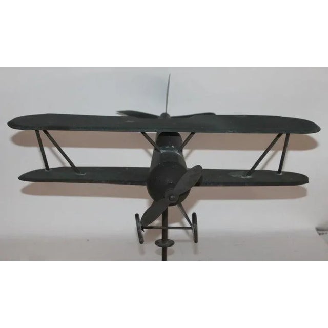 20th Century Patinaed Copper Airplane Weather Vane, Rare For Sale - Image 4 of 7