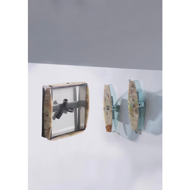 Onyx and Crystal Glass Sconce and Ceiling Light Set attributed to Veca, 1970s, Set of 2 For Sale - Image 9 of 9