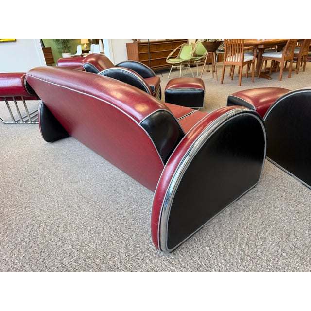 1980’s Donald Deskey Inspired Stream Line Modern Six Piece Seating Group For Sale - Image 6 of 12