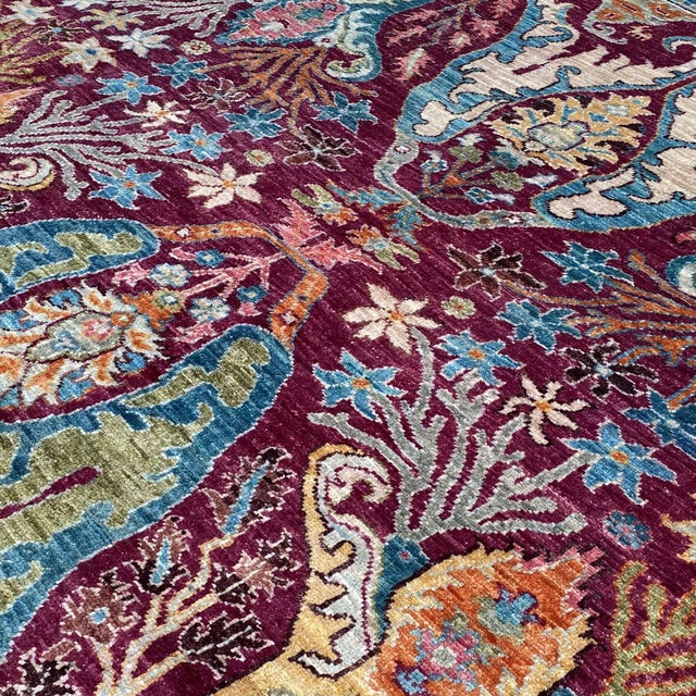 Fine Burgundy Persian Sultanabad Hand-Knotted Wool Rug - 6'2" X 8'11" For Sale - Image 10 of 10