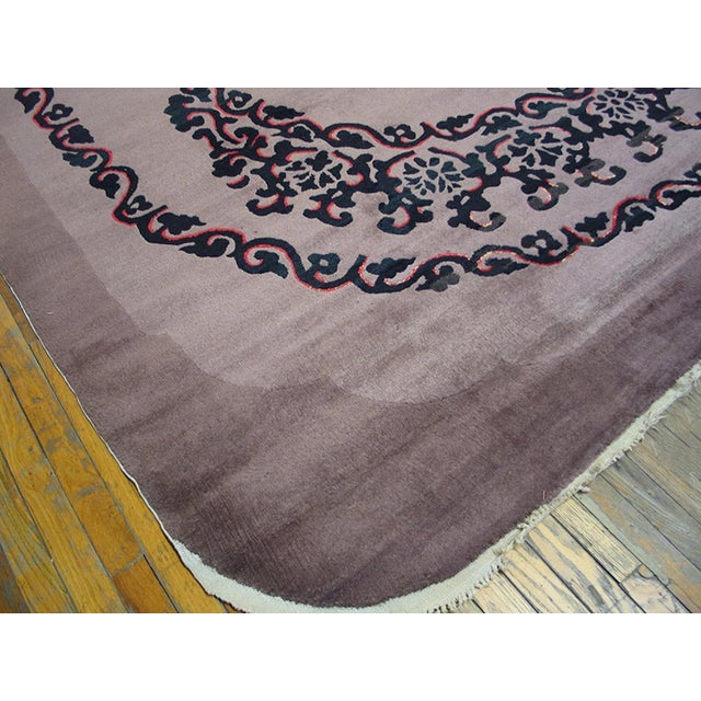 Early 20th Century 1920s Gray Minimalist Solid Antique Art Deco Rug 9'2" X 12'3" Handknotted Wool Carpet For Sale - Image 5 of 5