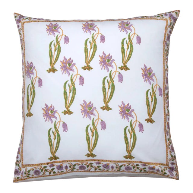 Florence-Gina Lilac & Green Reversible Euro Sham For Sale