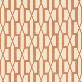 Schumacher X Veere Grenney Belvedere Fabric in Burnt Orange For Sale