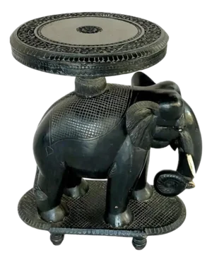 Early 20th Century Anglo-Indian Carved Ebonized Elephant Side Table