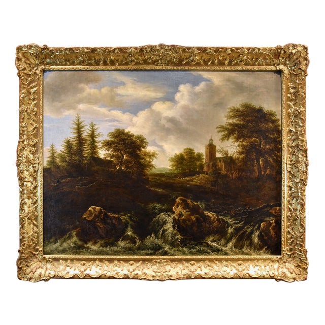 After Jacob Van Ruisdael, Landscape with Wood, 1670, Oil on Canvas, Framed For Sale